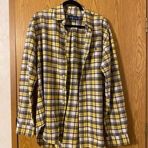 Ralph Lauren Yellow Plaid Casual Button Down Shirt